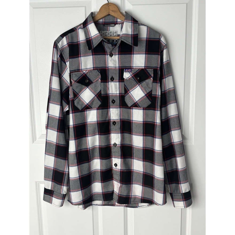 Dixxon Flannel Company Shirt Mens M Black Gray Plaid Boat Tail JLHD 0020